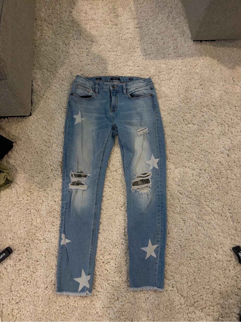 Miss Me Light Blue Star Skinny Jeans